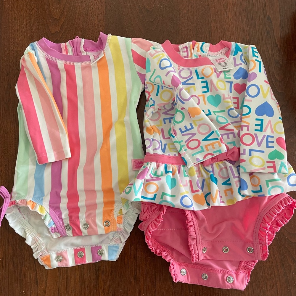 Lot of 2 rufflebutts swimsuits 0-3 months and 3-6 months
